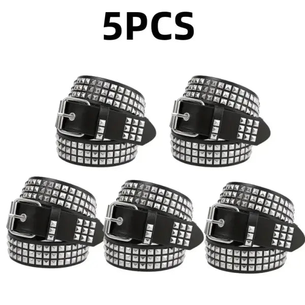 2026 New Square Bead Rivet Belt Metal Pyramid Belt Men and Women Punk Hardware Jeans Belt Y2K Belt Designer Belt