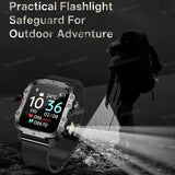 Rugged military smart watch LED flashlight for outdoor adventure