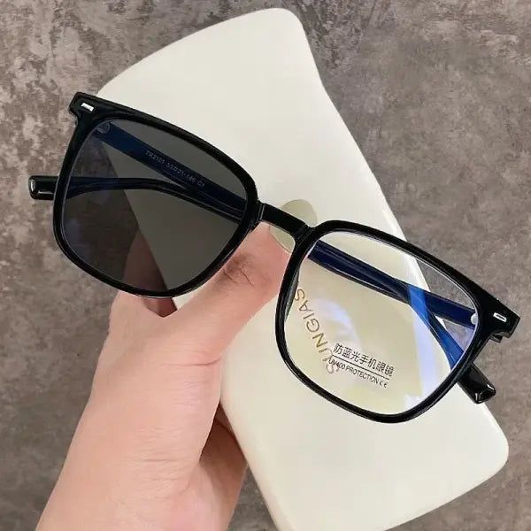 Photochromic Anti-Radiation Glasses Polycarbonate Square UV400 Protection - black smooth