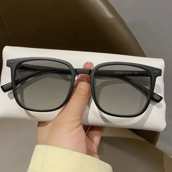 Photochromic Anti-Radiation Glasses Polycarbonate Square UV400 Protection - black frosted