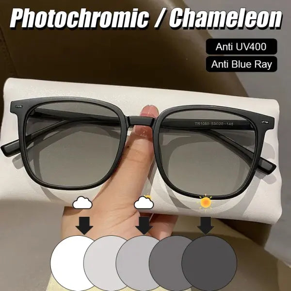 Photochromic Anti-Radiation Glasses Polycarbonate Square UV400 Protection
