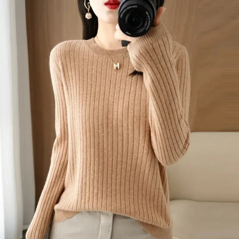 Medium fabric weight women sweaters for Korean fashion warmth - Gold / S