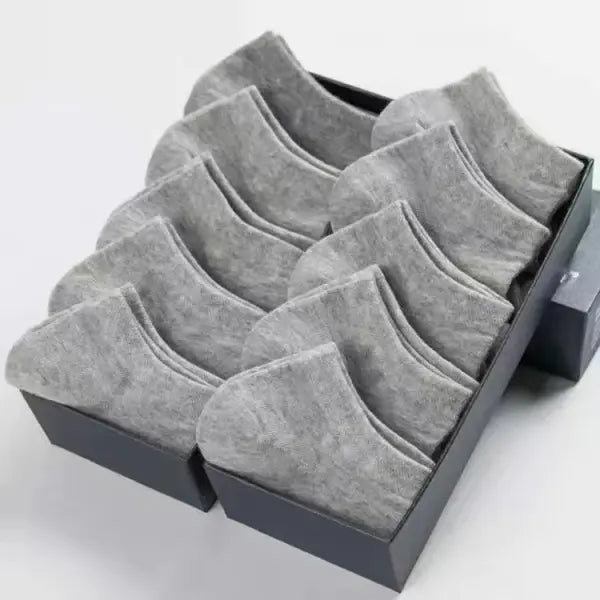 Breathable sweat deodorant ankle socks for men (Polyester Cotton) – Business casual - 10pairs Grey / EU38-45