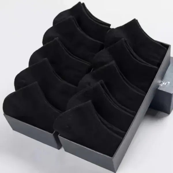 Breathable sweat deodorant ankle socks for men (Polyester Cotton) – Business casual - 10pairs Black / EU38-45