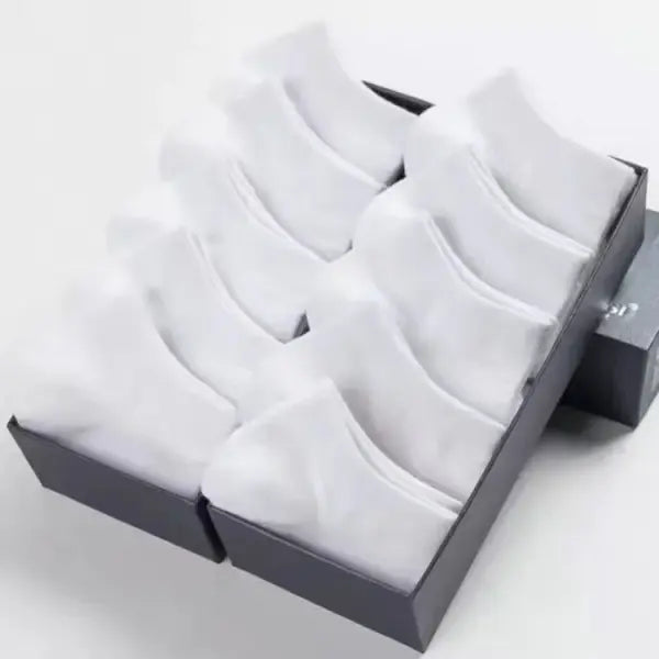 Breathable sweat deodorant ankle socks for men (Polyester Cotton) – Business casual - 10pairs White / EU38-45