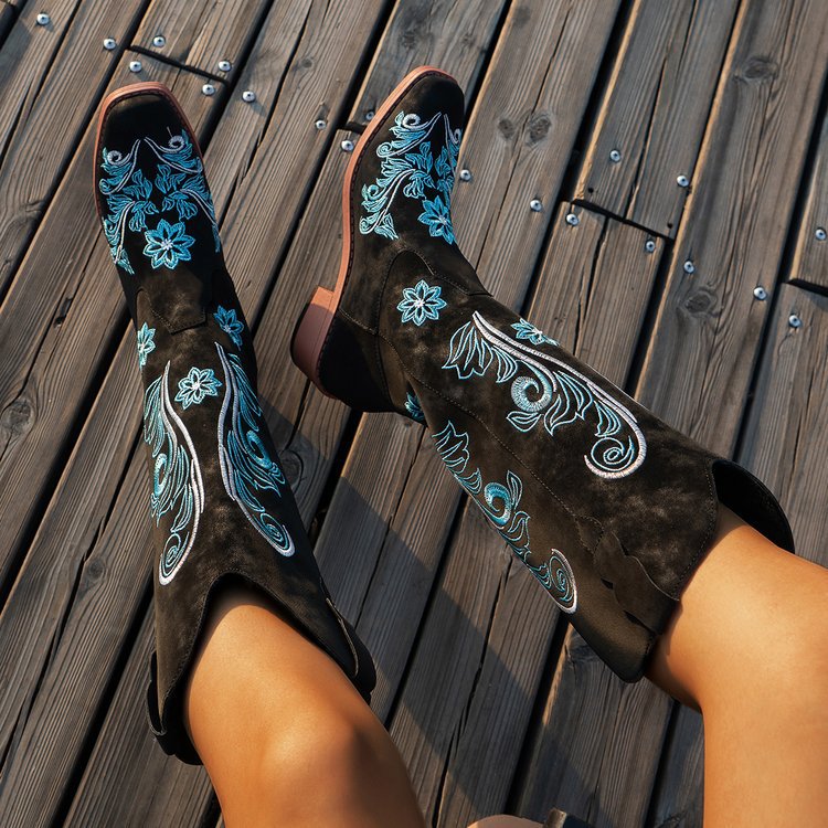 Plus Size High Cylinder Below The Knee Boots - Black / 36
