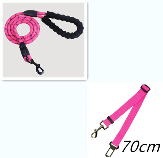 Reflective Dog Leash Nylon Pet Dog Leash Rope For Small Medium Large Dogs Walking Training Pet Suppiles - Pink set