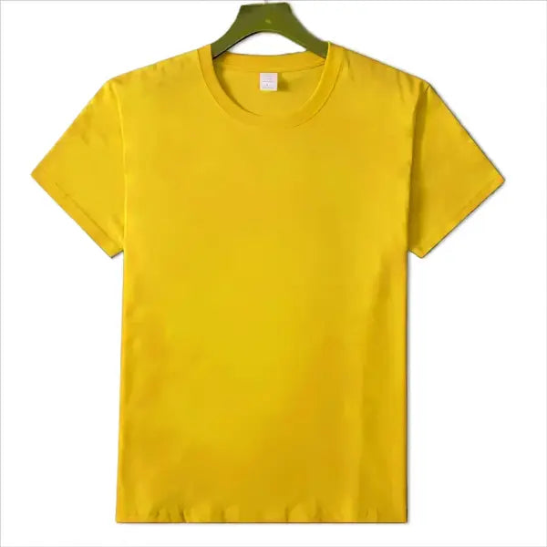 Men’s Cotton T-Shirt – High Quality MRMT Short Sleeve Pure-Color Casual Top - Yellow / 4XL