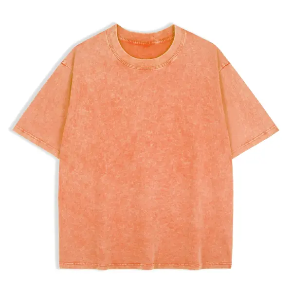 Unisex Cotton Retro Punk T-Shirt – Vintage Drop Shoulder Short Sleeve Hip Hop Loose Tee - Orange / XXL
