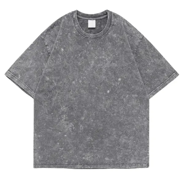 Unisex Cotton Retro Punk T-Shirt – Vintage Drop Shoulder Short Sleeve Hip Hop Loose Tee - Gray / M 55-70KG
