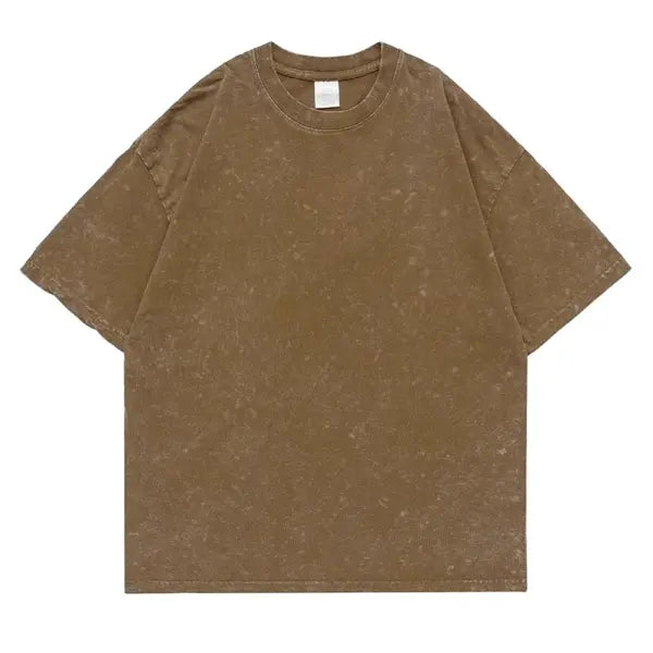 Unisex Cotton Retro Punk T-Shirt – Vintage Drop Shoulder Short Sleeve Hip Hop Loose Tee - Brown 1 / M 55-70KG