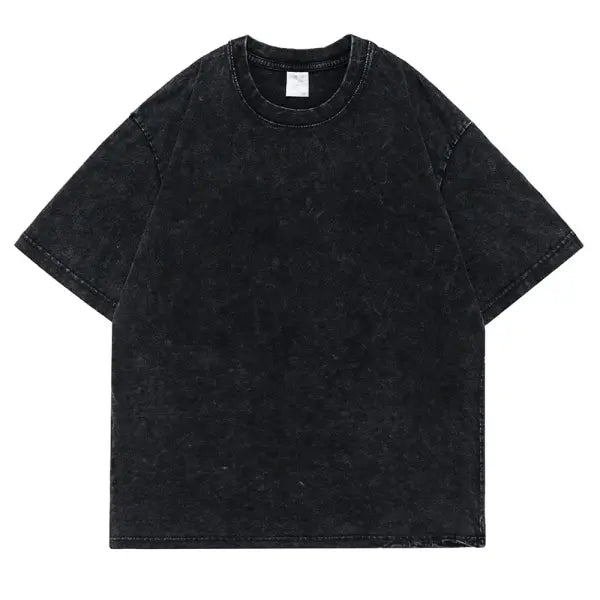 Unisex Cotton Retro Punk T-Shirt – Vintage Drop Shoulder Short Sleeve Hip Hop Loose Tee - Black / M 55-70KG