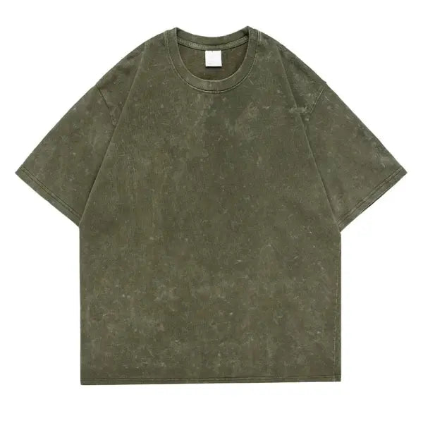Unisex Cotton Retro Punk T-Shirt – Vintage Drop Shoulder Short Sleeve Hip Hop Loose Tee - Drak Green / M 55-70KG