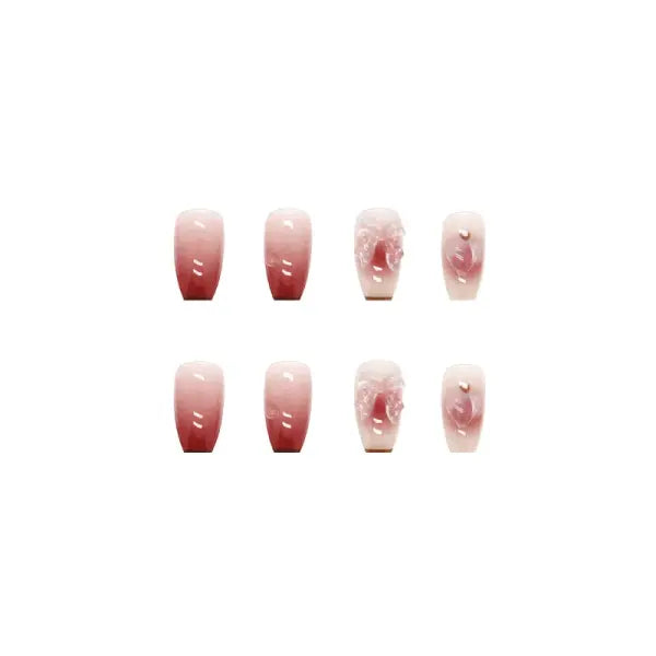 Resin Number False Nails Short Trapezoid Press-On Nail Set - Z38