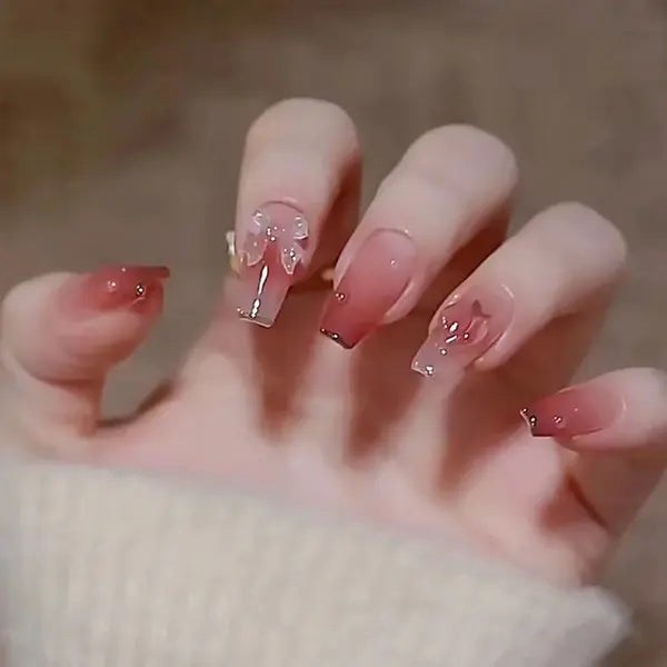 Resin Number False Nails Short Trapezoid Press-On Nail Set - Z38