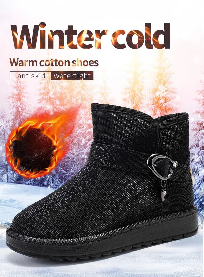 Snow Boots Women Winter Fleece-lined Thicken One Pedal Cotton Shoes Women Ankle Boots