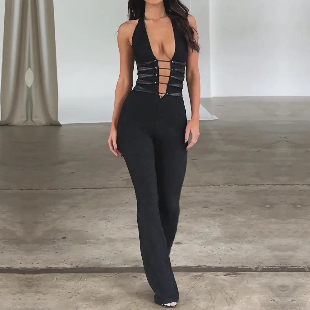 Lash Rope Jumpsuit - Stylish Slim Fit Lace Up Women’s Jumpsuit