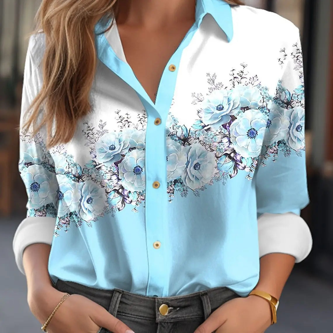 Women’s Shirts – Trendy Long-Sleeved Button Cardigan Tops