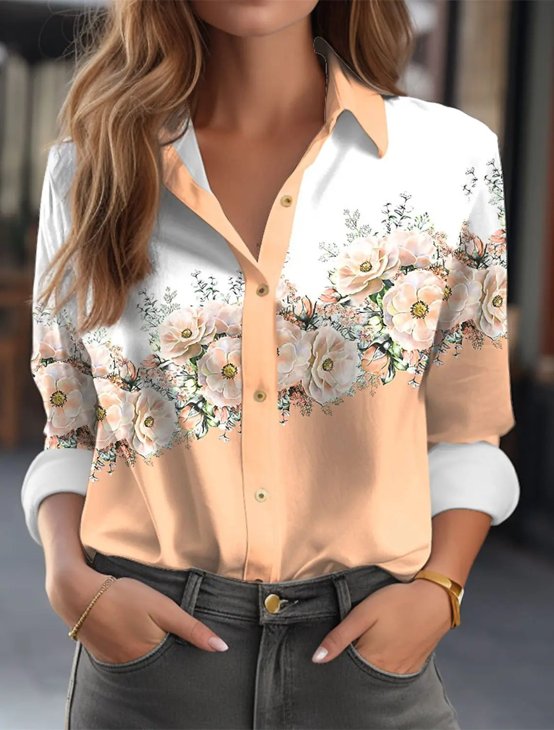 Women’s Shirts – Trendy Long-Sleeved Button Cardigan Tops