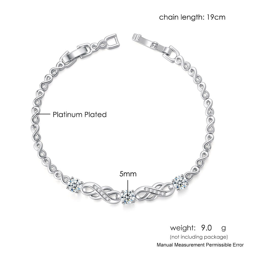 European Bracelet with Inlaid Zircon - White Gold Fashion Jewelry Gift