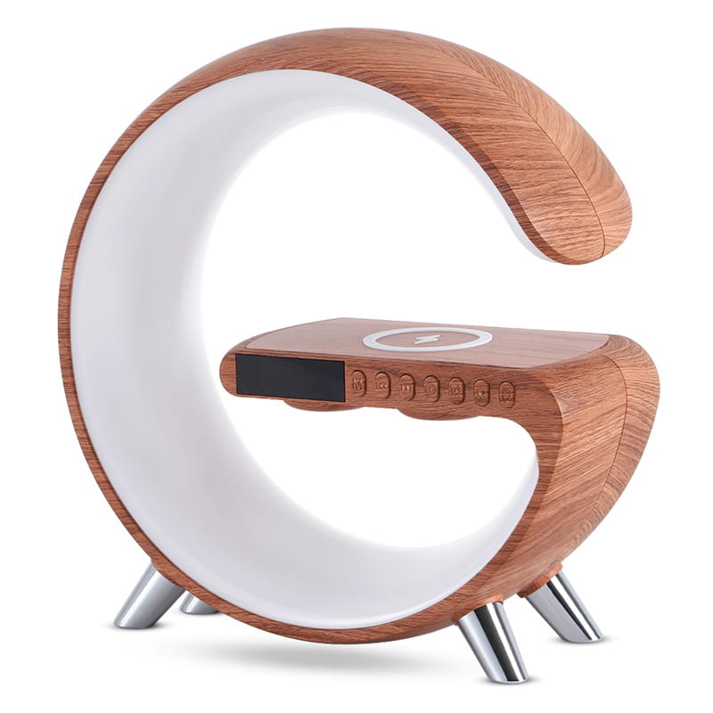 G-Shaped LED Lamp: Bluetooth Speaker & Wireless Charger