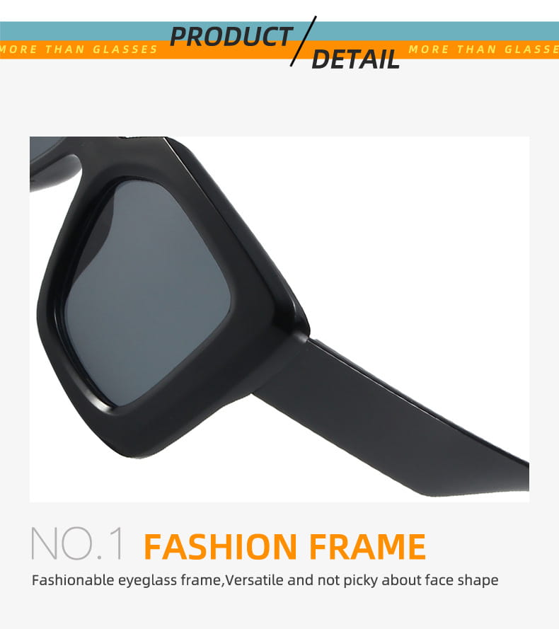 Fashion Classic Black Frame Large Frame Travel Glasses