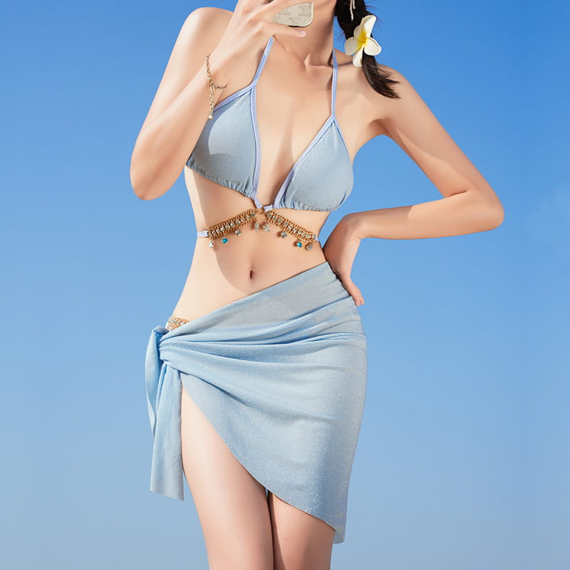 Swimsuit Woman Fish Drill Chain Strap Triangle Suit