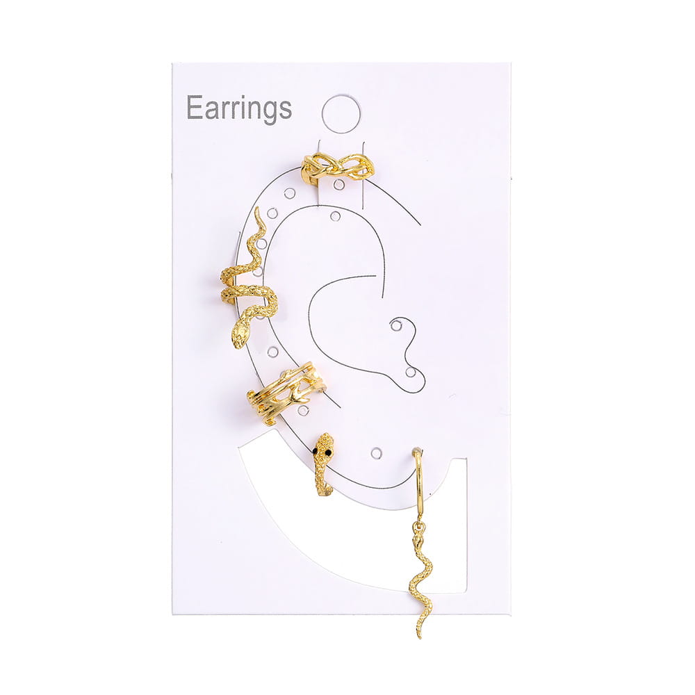 Punk Gold-Plated Snake Ear Clip Earrings: No-Piercing Ear Cuffs for Women