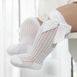 Baby Girl Knee-High Mesh Lace Socks 0–24M – Toddler Bow Cotton Summer Princess Socks