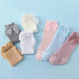 Baby Girl Knee-High Mesh Lace Socks 0–24M – Toddler Bow Cotton Summer Princess Socks