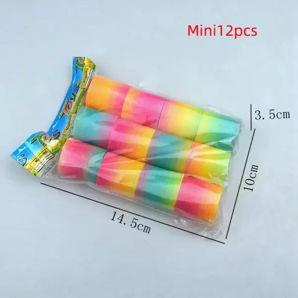 24PCS Rainbow Magic Springs Circle Toys Kids Birthday Party Favors Guests Giveaway Small Gifts Pinata Fillers Flexible