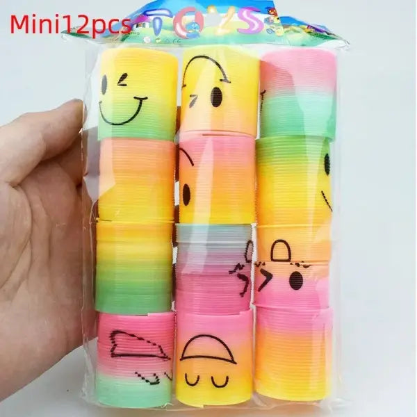 24PCS Rainbow Magic Springs Circle Toys Kids Birthday Party Favors Guests Giveaway Small Gifts Pinata Fillers Flexible