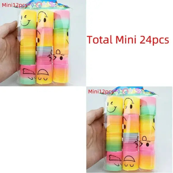 24PCS Rainbow Magic Springs Circle Toys Kids Birthday Party Favors Guests Giveaway Small Gifts Pinata Fillers Flexible