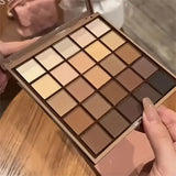 25-Color Eyeshadow Palette - Neutral Gray and Brown Earth Tones Coffee and Chocolate-Style Shades Creating a Versatile