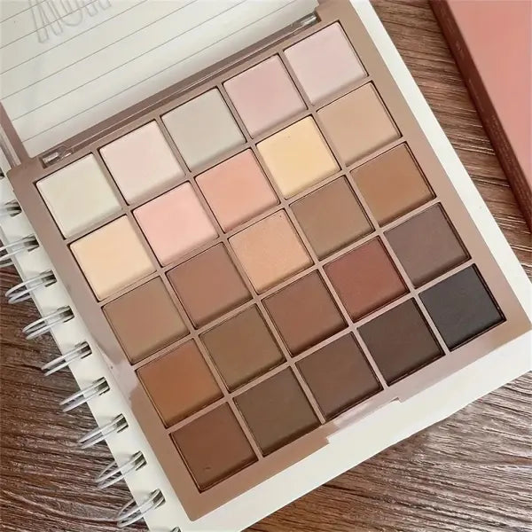 25-Color Eyeshadow Palette - Neutral Gray and Brown Earth Tones Coffee and Chocolate-Style Shades Creating a Versatile