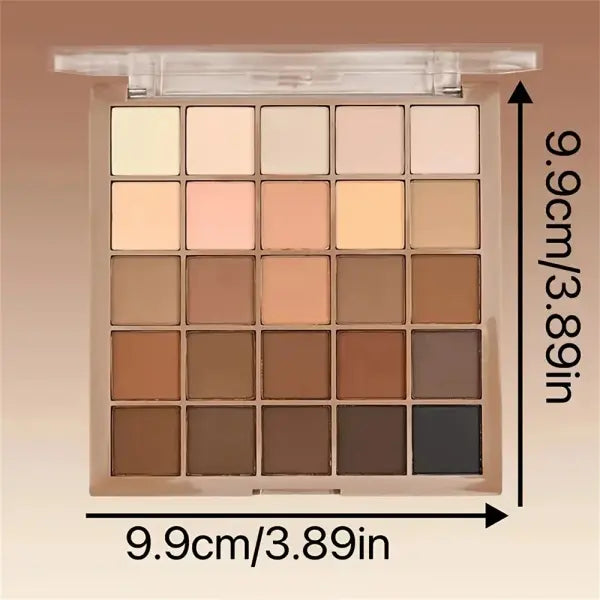 25-Color Eyeshadow Palette - Neutral Gray and Brown Earth Tones Coffee and Chocolate-Style Shades Creating a Versatile