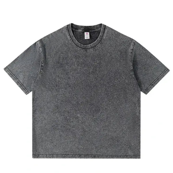 Men’s 250GSM Washed Vintage T-Shirt – Unisex Hip Hop Retro Punk Acid Wash Short Sleeve Cotton Top - 629 Gray Gray / XXL