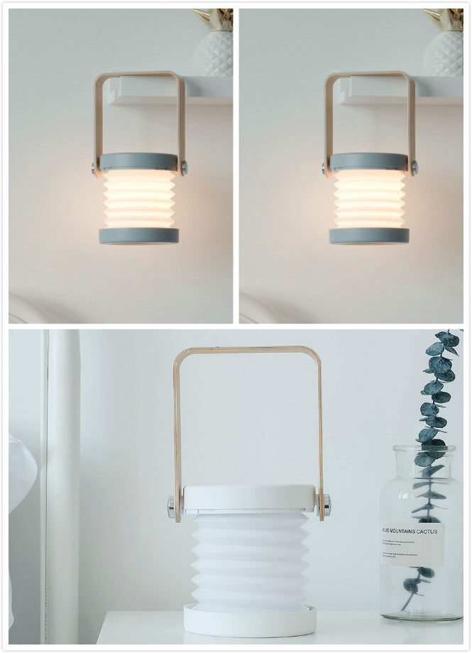 Foldable Touch Dimmable Reading LED Night Light Portable Lantern Lamp USB Rechargeable For Home Decor - 2grey 1white