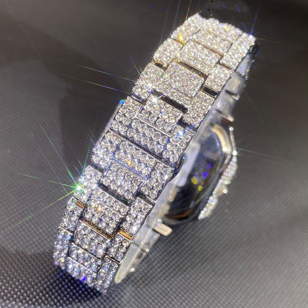 European And American Hip-hop Men’s Watch Square-shaped Fully Diamond-encrusted Multi-functional