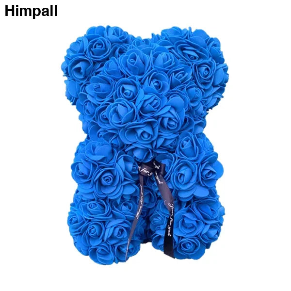 Blue Rose Teddy Bear made from artificial flowers, perfect for Valentine’s and birthdays