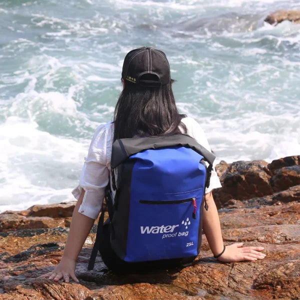 25L PVC Waterproof Dry Bag with Double Straps for Outdoor Activities - Himpall