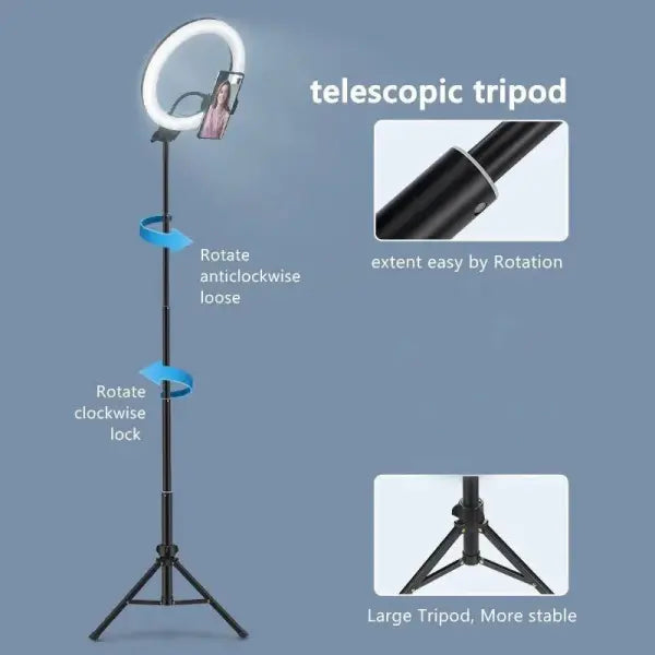 Adjustable Color Temperature Ring Light 33cm Tripod Stand for YouTube