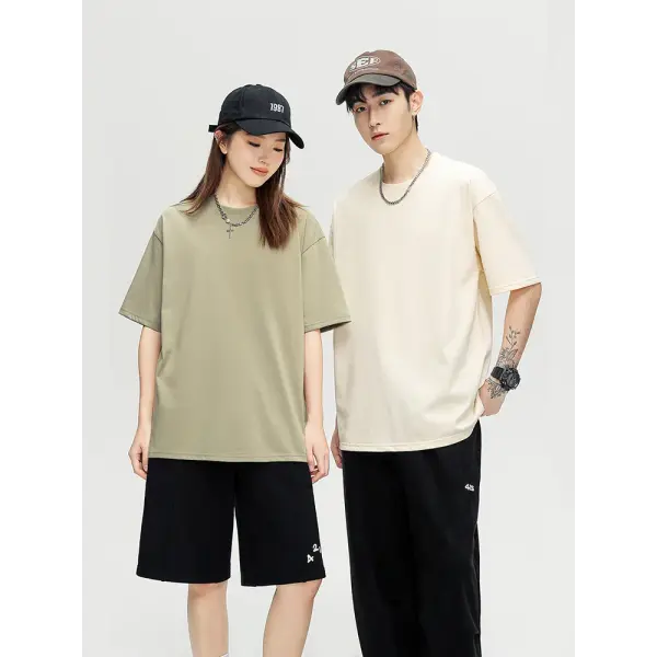 Men’s 260GSM Oversized T-Shirt – Korean Fashion Loose Fit Summer Solid Short Sleeve Unisex Tee