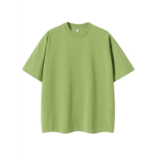 Men’s 260GSM Oversized T-Shirt – Korean Fashion Loose Fit Summer Solid Short Sleeve Unisex Tee - green / M