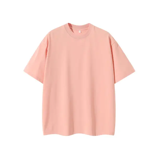Men’s 260GSM Oversized T-Shirt – Korean Fashion Loose Fit Summer Solid Short Sleeve Unisex Tee - Pink / M