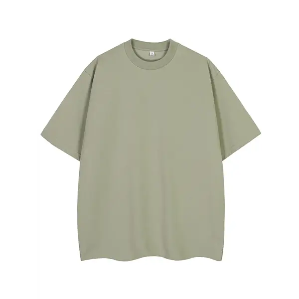 Men’s 260GSM Oversized T-Shirt – Korean Fashion Loose Fit Summer Solid Short Sleeve Unisex Tee - army green / M
