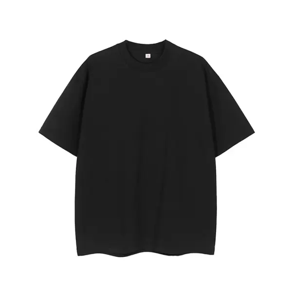 Men’s 260GSM Oversized T-Shirt – Korean Fashion Loose Fit Summer Solid Short Sleeve Unisex Tee - black / M