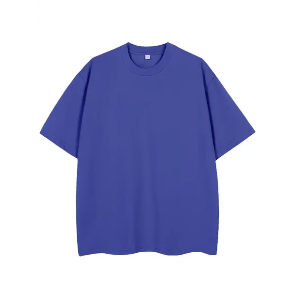 Men’s 260GSM Oversized T-Shirt – Korean Fashion Loose Fit Summer Solid Short Sleeve Unisex Tee - Blue / M