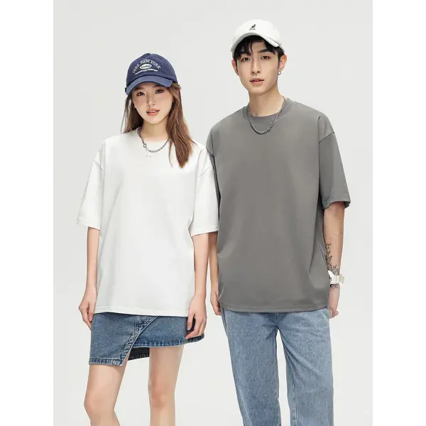 Men’s 260GSM Oversized T-Shirt – Korean Fashion Loose Fit Summer Solid Short Sleeve Unisex Tee