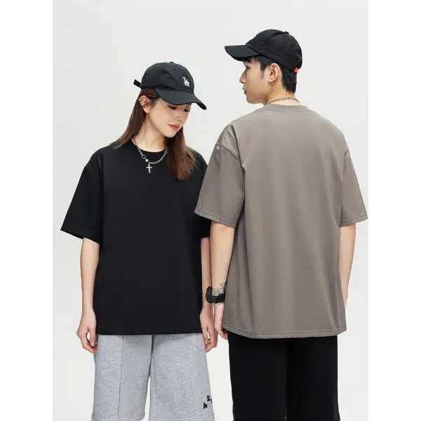 Men’s 260GSM Oversized T-Shirt – Korean Fashion Loose Fit Summer Solid Short Sleeve Unisex Tee